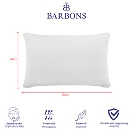 Barbons Cushion Cover 40 x 70 cm, White, Set of 2 - 165 g/m² Oeko-Tex Certified Pillowcase 100% Jersey Cotton Soft Cushion Covers with Zip (40 x 70 - White)