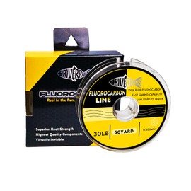 Riverruns 100% Pure fluorocarbon Fishing line, Extremely Clear, Fast Sinking, Impact Resistant, virtually Invisible, 6LB-30LB 50-125Yards Spools (flurocarbon line 15LB 50yard)