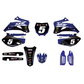 YAMAHA FACTORY TEAM GRAPHICS FULL KIT YZ250F YZ450F Laminated 2006 -2009 - 2006-2007, Black with White Numbers