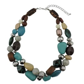 Bocar Necklaces for Women, Bead Necklace, Statement Necklace, Chunky Necklace for Women (NK-10384) (Aqua Sky)