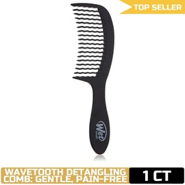 Wet Brush Black Wide Tooth Detangling Comb - WaveTooth Design - Gentle on Scalp