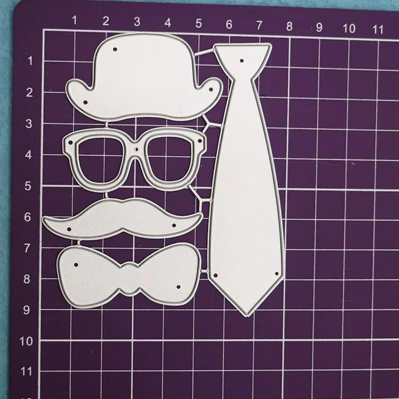 Clothing Accessories Die Cuts for Card Making Glasses Tie Metal