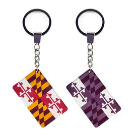 QQSD Maryland Flag Keychain Key Ring, 2 Pack