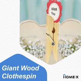 HOME-X Giant Wood Clothespin, Decorative Large Clothespin for Crafts and Home Decor, Wooden Clothespin for Hanging Art, Photos, and Posters, 9" L x 2" W x 1" H, Natural
