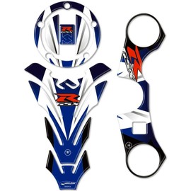 labelbike - 3D Gel Resin Stickers Kit Decorations and Protections Tank, Tank Cap and Steering Fork Plate Motorcycle Compatible with Suzuki GSX-R 600-750 2006-2016 and GSX-R 1000 2007-2008