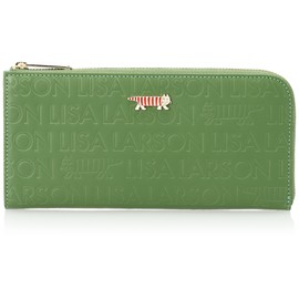 Lisa LTLM-06 Lisa Larson Women's Long Wallet, Thin, Large Capacity, Slim YKK Zipper, Japanese Leather, Long Wallet, Embossed Cowhide Leather, Mikey LTLM-06, green