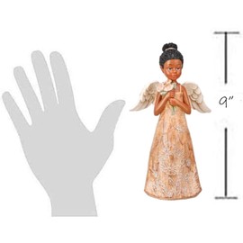 The Bridge Collection 8.75" African American Flower Angel Figurines - Set of 2 - Angel Figure for Memorial, Baptism, Confirmation Gift