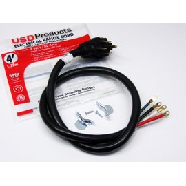 Range Oven Electric Power Cord 4 Prong Wire 50 Amp 4' Foot Heavy Duty