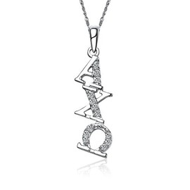 King Greek Alpha Chi Omega Diagonal Pendant ACO-P002 Sterling Silver with 18" Silver Chain