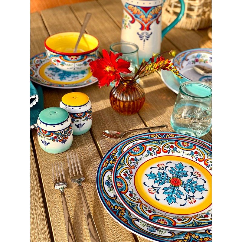 Euro Ceramica Zanzibar Double Bowl 16-Piece Dinnerware Set | Fine