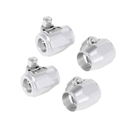 Motoforti 4pcs AN4 Hex Car Hose Finisher Flexible Rubber Pipe Clamp with Screw Band Adapter Fitting for Oil Fuel Water Tube Silver Tone Long-lasting