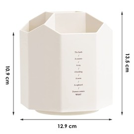 AhfuLife Rotating Pencil Pot for Desk, Makeup Brush Holder with 5 Compartments Brush Pot, Decorative Stationery Storage Boxes for Home and Office