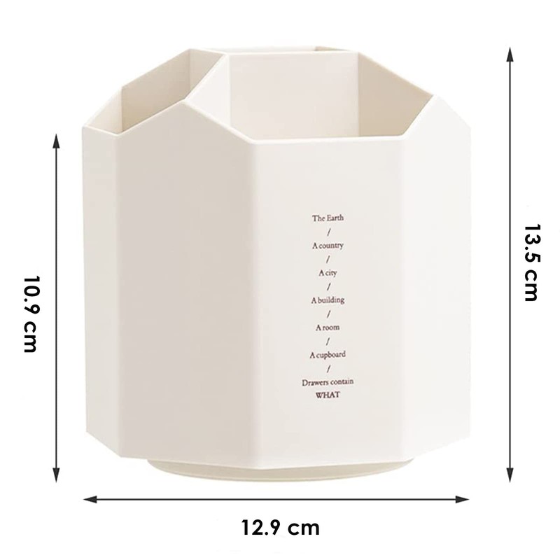 AhfuLife Rotating Pencil Pot for Desk, Makeup Brush Holder with