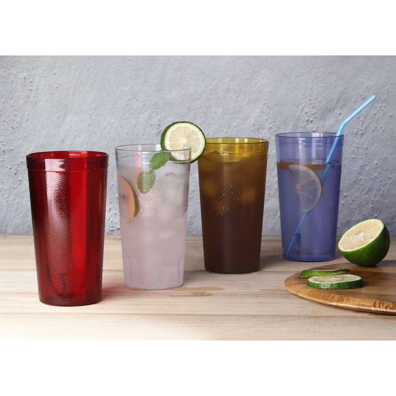New Star Break Resistant Restaurant Stackable Tumblers, 8-Ounce, Red, Set