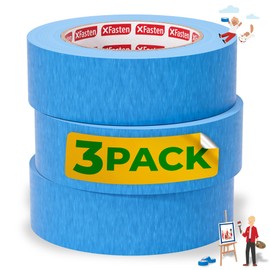XFasten Blue Painters Tape 1.88 Inch x 60-Yards (3-Pack) 1" Core, Wall Safe Blue Masking Tape, Blue Paint Tape for Walls Blue Painter Tape Masking Tape Blue Tape Painters Masking Tape