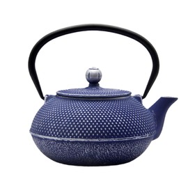 SECHUDO Cast Iron Teapot Tea Kettle with Stainless Steel Infuser for Stovetop Safe Coated with Enameled Interior Japanese Dark Blue Tetsubin for Loose Tea(30.4oz/900ml)