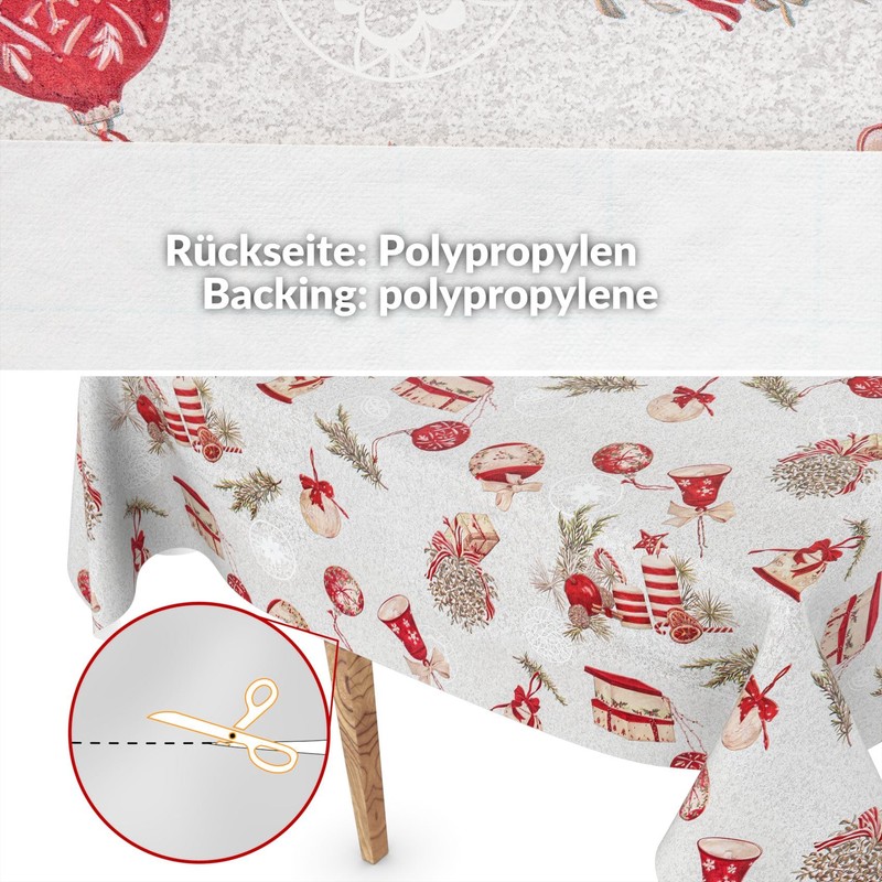 ANRO Oilcloth Tablecloth Christmas Tablecloth Washable Oilcloth Christmas Tablecloth Christmas