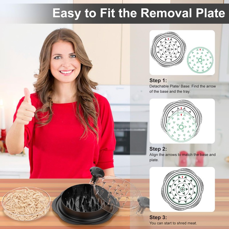 Chicken Shredder with Removable Plate - Manual Meat Shredder Tool