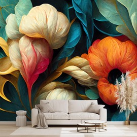WXHFM - 3D Floral Wallpaper Bedroom Flowers Large Wall Mural - 183"x120"（Not Peel and Stick）