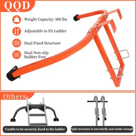 Ladder stabilizer, Extended Ladder Standoff Stabilizer Accessory for Roof Gutter＆Wall, Ladder Roof Stabilizer Heavy Duty Steel with Non-Slip Rubber Bottom pad, Orange, 7.4lb