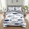 Nesker 5 Pcs Comforter Set Twin Size, Fish Nautical Blue