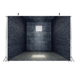 7x5ft Fabric Jail Backdrop Halloween Prison Cell Picture Mugshot Background Prison Bars Murder Crime Theme Party Gangster Party Decoations Kids Adults Photoshoot Studio Props