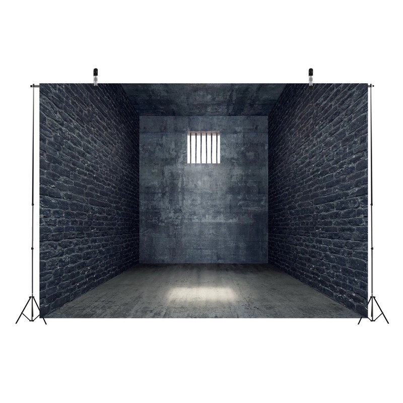 7x5ft Fabric Jail Backdrop Halloween Prison Cell Picture Mugshot Background
