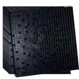 XUANINY 10-Sheet Peel and Stick Backsplash Tiles Black Surface Aluminum Mosaic Sticker for Kitchen (11.41"x11.41" Per Sheet, Pack of 10pcs) (10 Black)