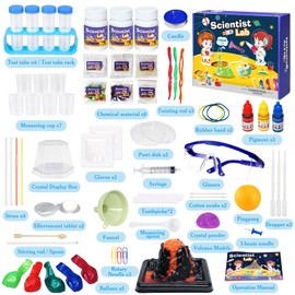 62+ Experiments Science Kits for Kids, STEM Activities Educational Scientist Toys, Lab Science Kit, Chemistry Set Gifts for Boys Girls Ages 6 7 8 9 10 11 12, Volcano Eruption, Production of Crystals