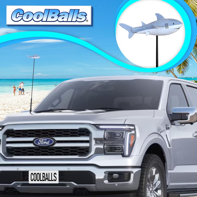 Cooltoppers Cool Jaws Shark Car Antenna Topper Auto Accessory -