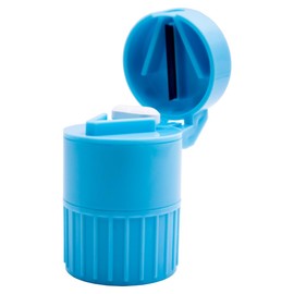 Portabs Cortador de Pastillas 3 en 1 | Triturador con Organizador de Medicamentos | Pulverizador Porta Pastillas Tabletas Pildoras Vitaminas Suplementos (Azul)