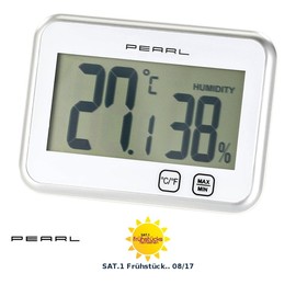 PEARL Digital Room Thermometer: Digital Thermometer & Hygrometer with Minimum/Maximum, Touch (Digital Room Thermometer, Room Temperature Meter, Wall Thermometer)
