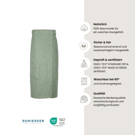 Schiesser Terry Sauna Kilt Rome for Women, 100% Cotton from Sustainable Production, Soft, Absorbent, 3-Way Width Adjustable, 46-52, Light Green