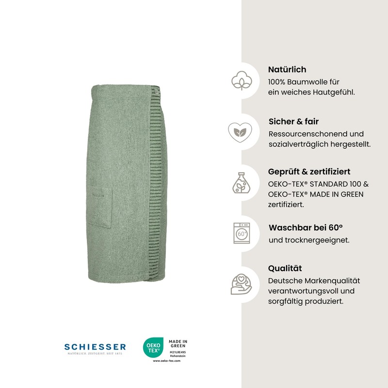 Schiesser Terry Sauna Kilt Rome for Women, 100% Cotton from
