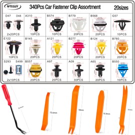 340Pcs Hyundai Car Retainer Clips Auto Fasteners Assortment - 20 Most Popular Sizes Auto Push Pin Rivets Set for Hyundai & Kia Body Interior and Exterior Retainer Fastener Clip - 2 Years Warranty