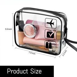 Heanvmyss 2 x Clear Travel Toilets Bag, Aeroplane Hand Luggage, Transparent Toiletry Bag, Cosmetic Bag, PVC Clear Travel Bags, Waterproof, Liquids Bag, Travel Accessories for Men, Women