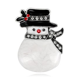 GAUEIOUR Christmas Crystal Snowman Brooch,Simple and Cute Cartoon Oil Drop Corsage,Fashion Women's Alloy Diamond Pins,Vintage Anti Fading Sweater Brooch