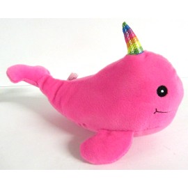 Toy Works 9" Narwhal Plush Stuffed Toy Kids, Boy, Girl - Pink