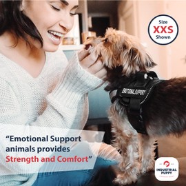 Emotional Support Dog Vest Harness with Reflective Straps, Interchangeable Patches, & Top Handle - ESA Dog Vest in 8 Sizes - Heavy Duty Emotional Support Dog Harness for Working Dogs (Black, Medium)