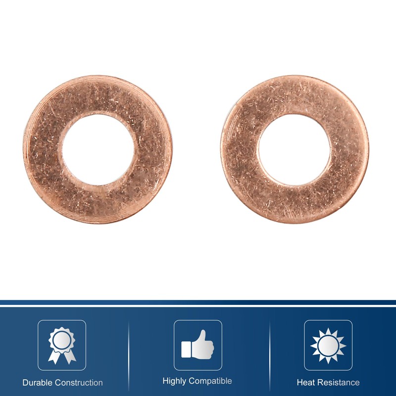 sourcing map Pack of 30 Copper Washers 8 mm Inner