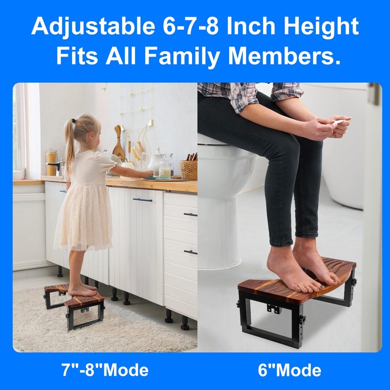 Foldable Toilet Stool-6"&8" Adjustable Height Squatting Pool Stool for Bathroom