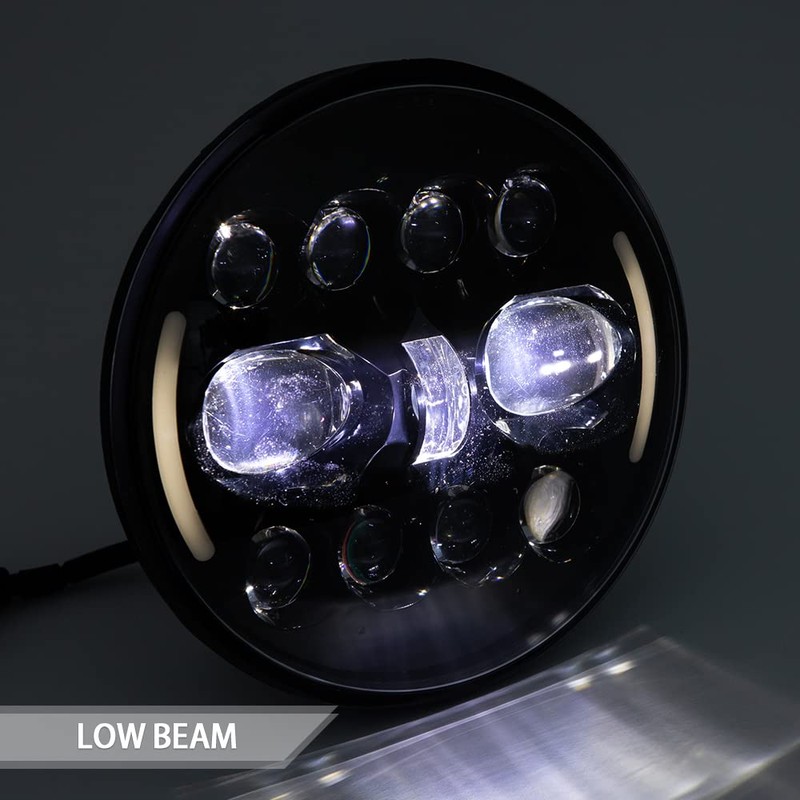 APEBAZY Motorcycle headlight, universal motorcycle LED headlight, angel eye, motorcycle