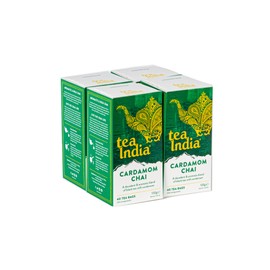 Tea India Chai Tea Bags (4 Packs of 40 Biodegradable Tea Bags) Rainforest Alliance Certified (Cardamom Chai)