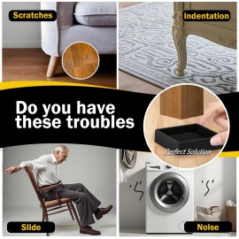 Xxxholic Non Slip Furniture Pads for Hardwood Floors, 2 * 2 Inch Black, Set of 4, Rubb...