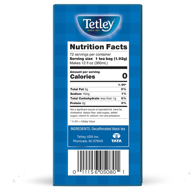 Tetley, Decaffeinated Classic Black Tea Bags, 72 Count