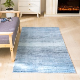 Carvapet Washable 3x5 Entryway Rug Blue Area Rug for Bedroom Stylish Indoor Nursery Floor Soft Mat Modern Non-Slip Modern Carpet for Bathroom Dining Table Dorm Bedside Decor