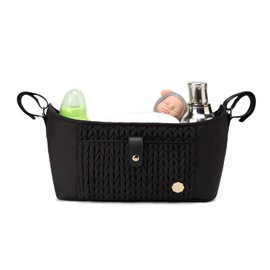 Organizador universal para carriola de bebé, organizador de pañales con correas ajustables para adaptarse a casi cualquier carriola, Negro