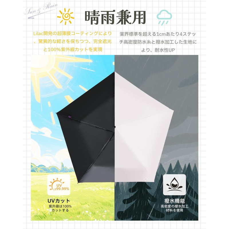 Lilac Folding Umbrella, Cherry blossom color, 55 cm