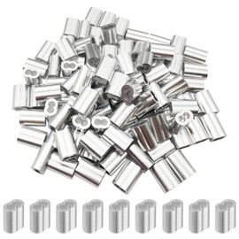 Snokay 100 Pcs Aluminum Crimping Loop Sleeves, Silver Double Ferrule Clips, Durable Cable Fittings for 3 MM Diameter Wire Rope and Cable