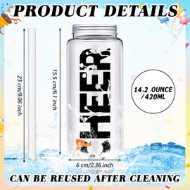 Pickmesh 24 Pcs Cheerleading Gift Cheerleader Tumbler Cups with Lid and Straw, 14 oz Reusable Plastic Cheer Water Bottle, Cheerleader Gifts Bulk for Women Girl Team (Orange)